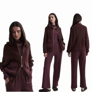 Varley Deep Mahogany Tessa Knit Jacket